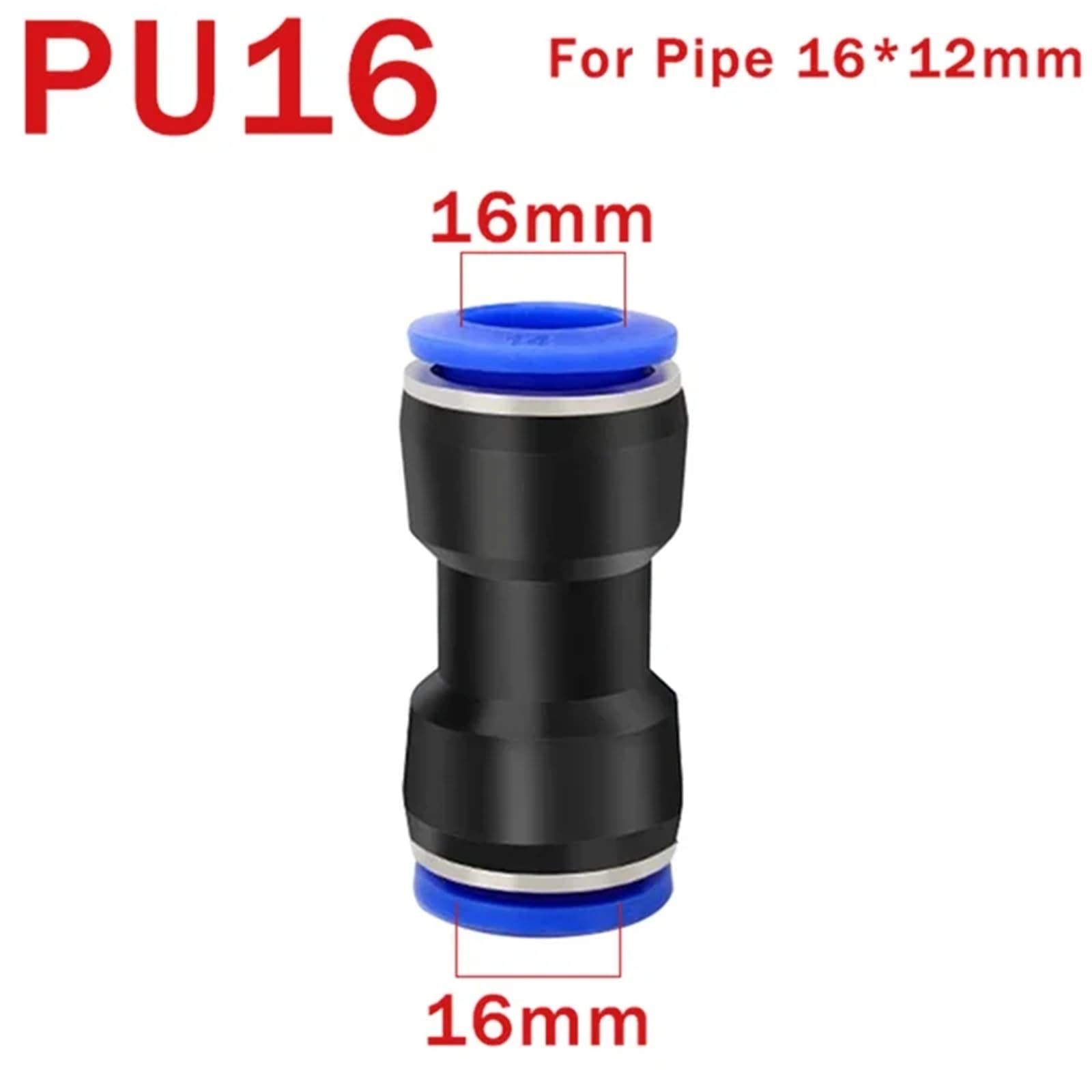 Raccordi pneumatici in poliuretano, connettore in plastica PG da 4 mm, 6 mm, 8 mm, 10/12/14 mm, 16 mm, connettori rapidi dritti da 50 pezzi (PU-16)