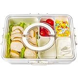 Bandesun Divided Serving Tray with Lid and Handle - Snackle Box Charcuterie Container for Portable Snack Platters - Perfect for Party, Entertaining - Clear Organizer for Candy, Fruits, Nuts, Snacks
