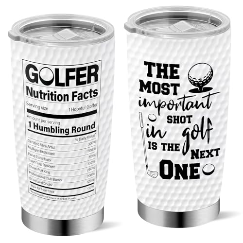 Gifts for Golfers - Funny Golf Ideas for Men Dad Husband Boyfriend Grandpa - 20oz Insulated Stainless Steel Golf Coffee Travel Mug Tumbler Cup - Birthday Valentine Fathers Day White Elephant Christmas