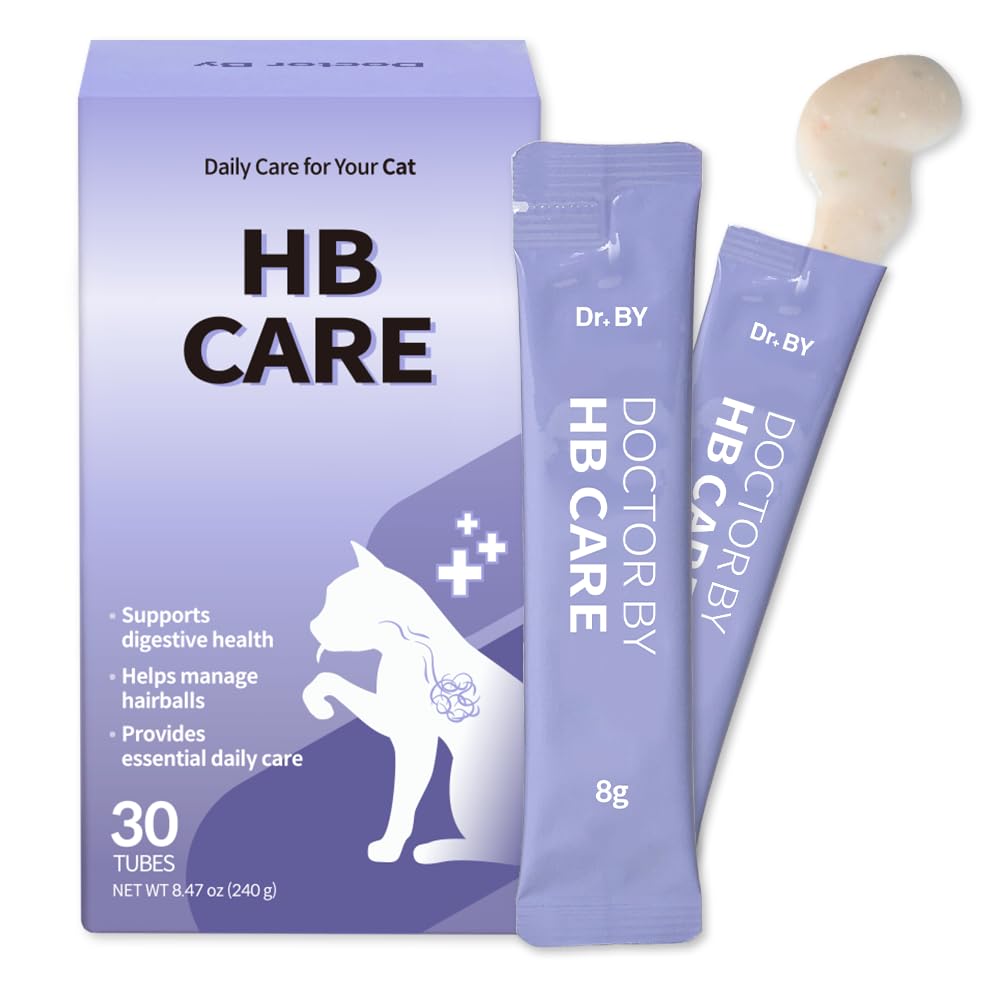 Doctor By HB Care Cat Hairball Supplement-Hairball Treatment for Cats Furball Control Relief Remedy & Digestive Support with Omega-3, Chitosan lickable Formula Individuallly Packaged (1Pack, 30 Count)