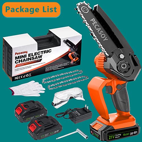 Mini Chainsaw Cordless 6 Inch Battery Chainsaw Handheld Mini Chain Saw, Top Handle Chainsaw Battery Powered Chainsaws Electric Gardening Purning Saws, Small Chainsaws Hand Held Minisaw #TOP5