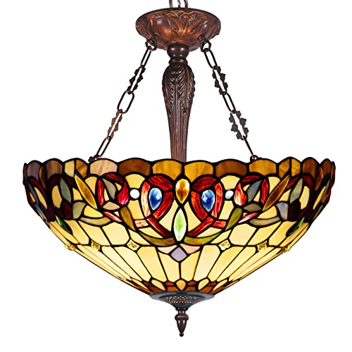 Capulina Tiffany Ceiling Light Pendant Lights 18" Wide 3 Light Victorian Style Chandeliers For Living Room Stairway Foyer Entryway #TOP1