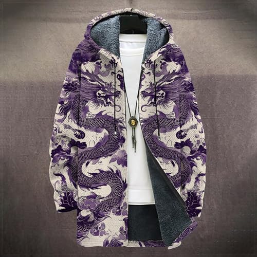 Mens Long Hooded Cardigan Zip Up Hoodie Japanese Art Long Sleeve Casual Graphic Outfits with Pockets2