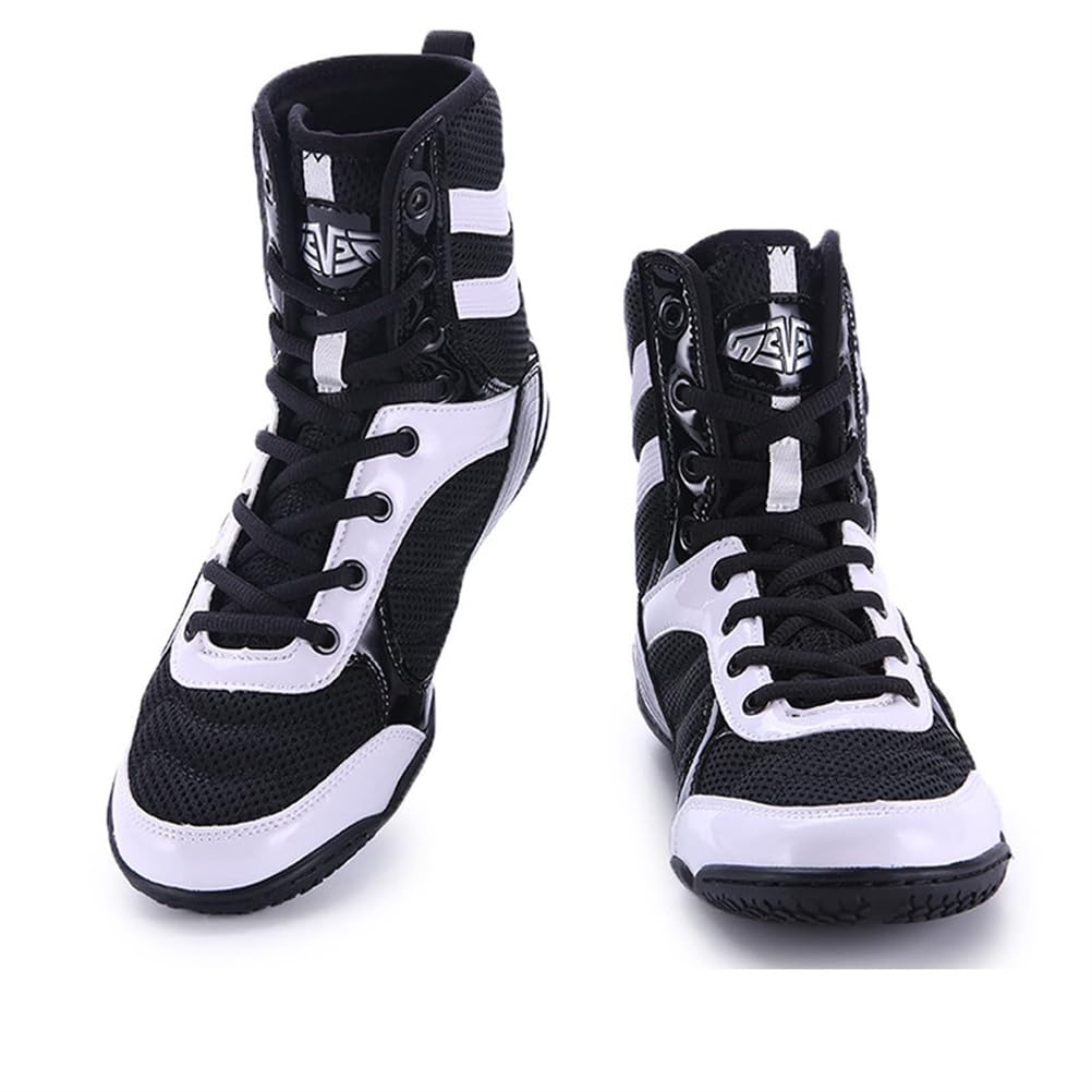 Scarpe da Wrestling per Ragazzi e Ragazze Unisex, Stivaletti Leggeri in Mesh Traspirante, Barefoot, Antiscivolo, con Caviglia Alta.,Nero,41 EU
