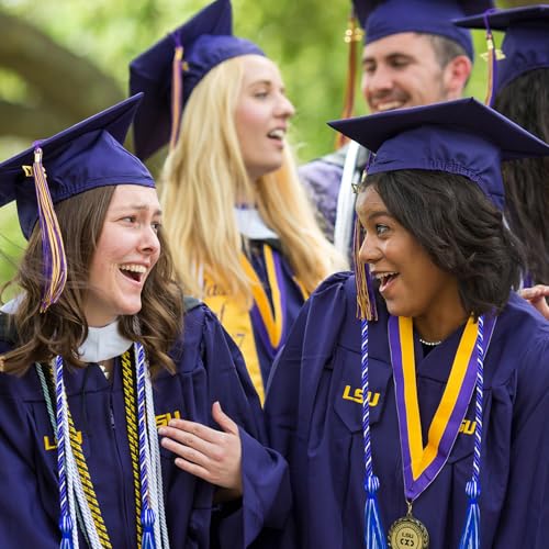 Image of Graduation Honor Cords Royal Blue and White Graduation Cords with Tassels, 67 inch Long for Graduation Students