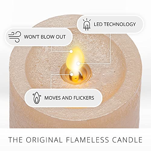 Luminara Realistic Artificial Flame Frosted Champagne Metallic Glitter Candle (3 X 4.5-Inch) Moving Flame Led Battery Operated Lights - Unscented - Remote Sold Separately #TOP2