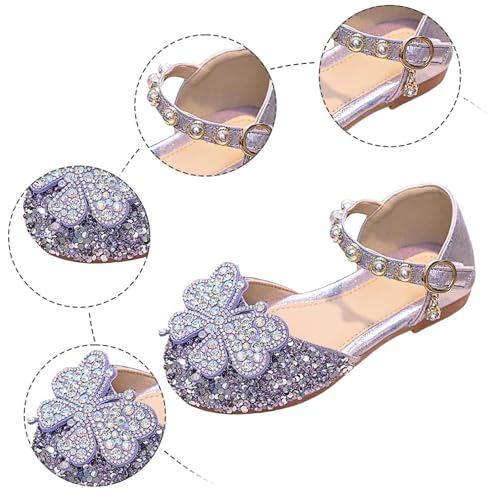 IWIHMIV Toddler Girls Dress Sandals Soft Rubber Princess Flat Shoes Summer Rhinestone Bow Closed Toe Sandals3