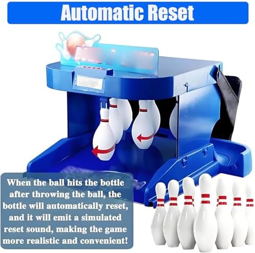 Electronic Bowling Machine, Indoor Bowling Game Console with LED Scoreboard, Automatic Reset 3.5m Bowling Alley Sports Set, Fun Family Entertainment Game
