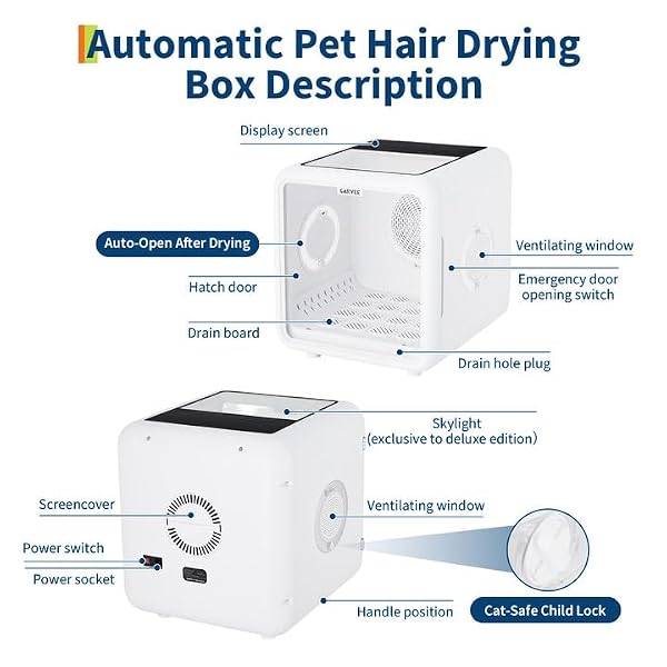 GarveeLife 72L Pet Dryer Box 360° High-Efficiency Pet Dryer, Cat Drying Box with 5 Air Outlets, NTC Smart Temperature Control | Quiet Pet Grooming Blower for Cats & Dogs up to 45 lbs by GarveeLife - Image 8