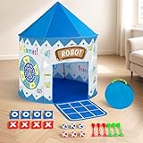 Jouets éducatifs - La tipi enfant comprend une cible de fléchettes, 6 fléchettes，6 boules de fléchettes, 8 sacs de sable, 1 échiquier à neuf cases et des dessins animés amusants. Les enfants peuvent jouer à de nombreux jeux avec leurs amis. Les enfants peuvent développer toute une série de compétences, y compris le développement physique, la stimulation sensorielle, l'imagination, l'interaction sociale et la cognition tout en s'amusant !