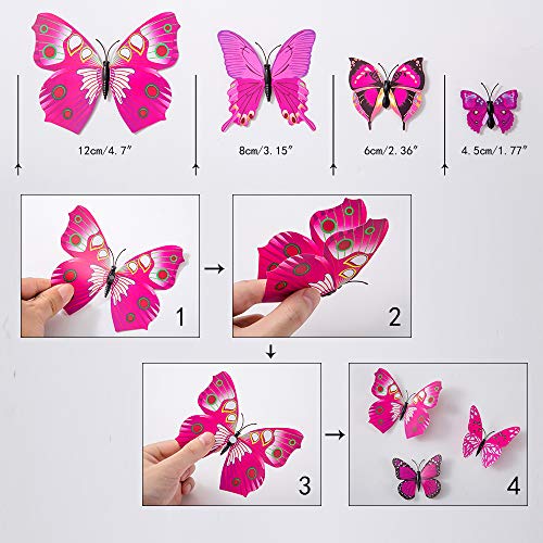 Hu Tong 36Pcs Butterfly Wall Decals - 3D Butterflies Decor For Sticker Removable Mural Stickers Home Decoration Kids Room Bedroom (Dark Blue) #TOP4