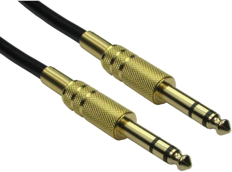 Ex-Pro Guitar Lead, Gold 20m, 6.35mm 1/4" Male to Male TRS Stereo Jack Instrument Patch Cable for Effects Pedal Board Bass Keyboard Amplifier
