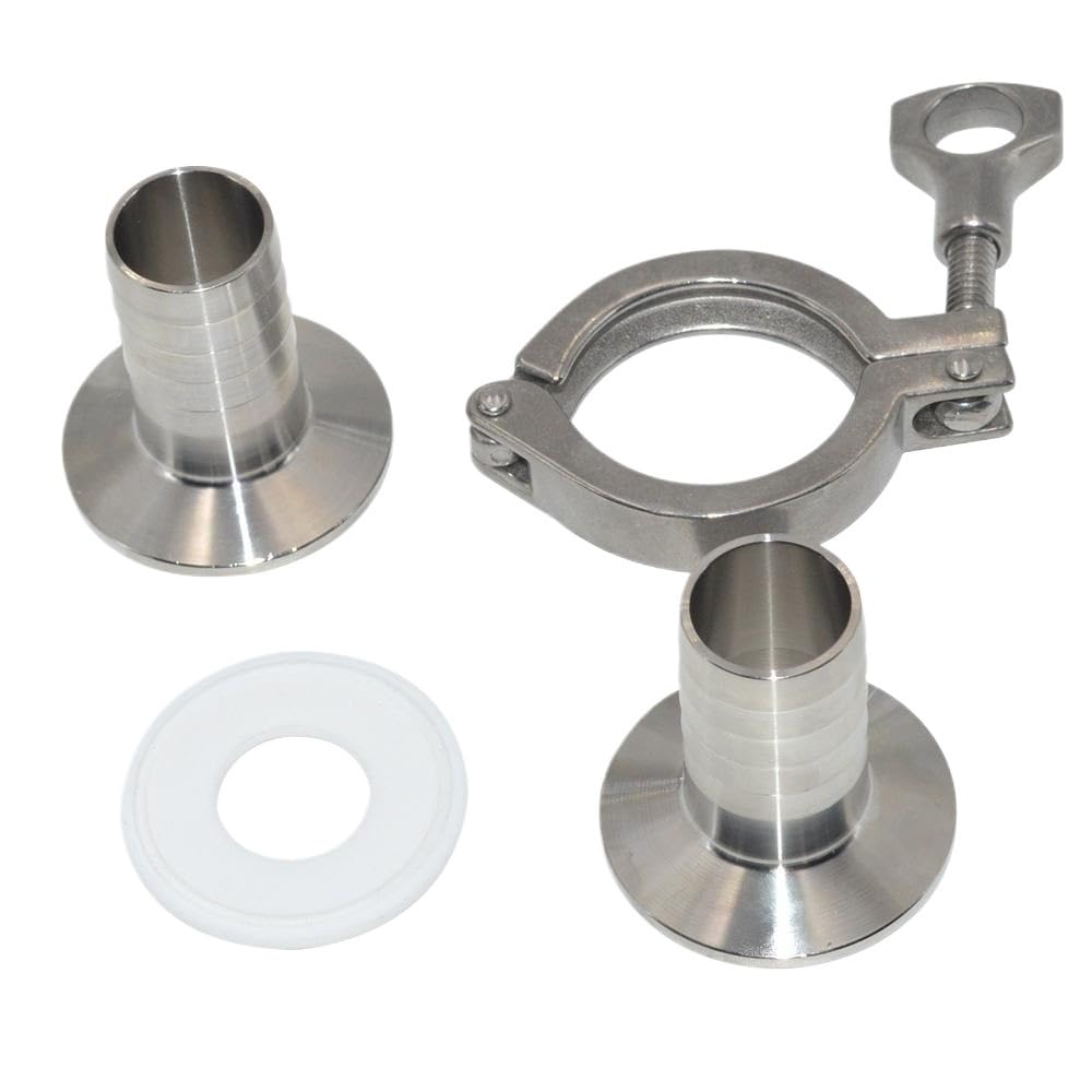 Hose Barb Ferrule +Tri Clamp + PTFE Gasket Stainless Steel Sus SS 304 ZUZAOJUYIN(PTFE Gasket,51mm)