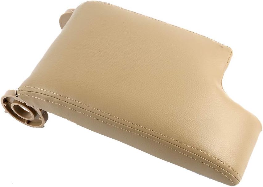 Leather Armrest Center Console Lid Cover Storage Box Beige Compatible with BMW 1999-2004 E46