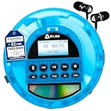 KLIM Nomad Transparent Bleu   Lecteur CD Portable   Batterie Intégrée Longue Durée   Écouteurs KLIM Fusion   CD R, CD RW, MP3   Lecteur TF, Mini Radio Portable, Bluetooth   Pour la Voiture [NOUVEAUTÉ]