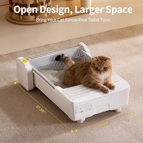 Image of UBPET Automatic Cat Litter Box, Open-Top Self Cleaning Litter Box for Multiple Cats, Weight Sensors Safety Protection, Smart APP Control, Odor-Free Waste Disposal, Works with Bentonite Mineral Litter