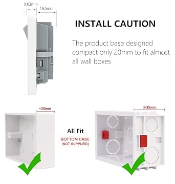 Wall Socket Double Switched with 2USB and 1 Type C Fast Charging,13 Amp 2 Gang White Electric Socket