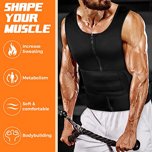 Bfons Sauna Sweat Vest For Mens Waist Trainer，Adjustable Zipper Sauna Suit For Men Body Shape Back Support Correct Posture #TOP1