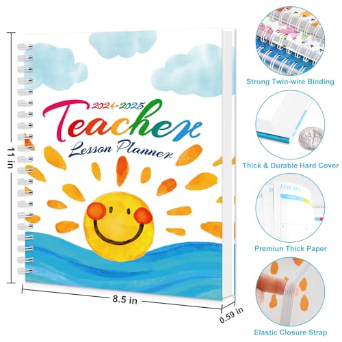 Teacher Planner 2024-2025 Academic Year - All Inclusive 8.5\"x11\" Teacher Lesson Planner with Elastic Closure, Bookmark, and Planner Stickers, for Daily, Weekly, Monthly Classroom Schedule - Thumbnail 2