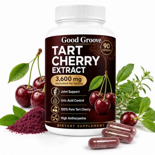 Petalsmooth Good Groove Tart Cherry Extract 90 Capsules Supports Joint Comfort Boost Immunity Antioxidant Vegan Non-GMO Gluten-Free