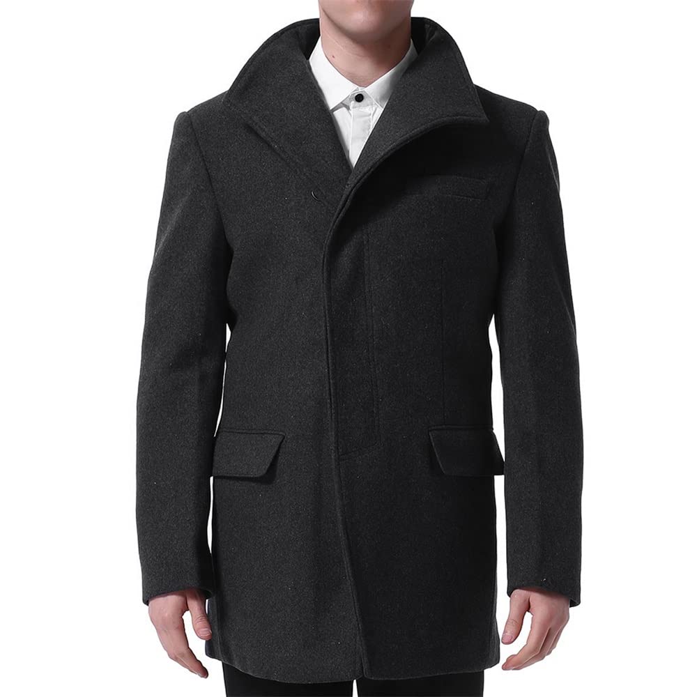 YOUTHUP Cappotto da Uomo Invernale in Lana Spessa Trench Cappotto di Media Lunghezza Slim Fit Imbottito Caldo Casual Peacoat