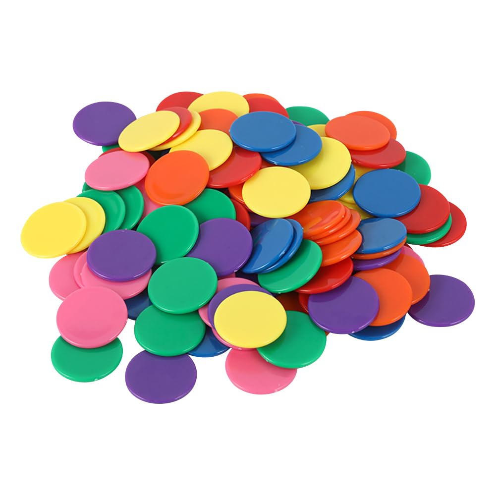 FSSTUD 100 pezzi da 25 mm piccoli contatori di apprendimento matematica conteggio gettoni dischi in plastica vuota fiches gioco chip marcatori matematica forniture in classe per bambini adulti