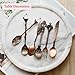 WOHPNLE 6PCS Vintage Spoons, Mini Fancy Spoon Fork Zinc Alloy Tea Spoons Portable Decorative Spoons Multifunctional Dessert Spoon Coffee Spoons and Fork(Antique Brass)