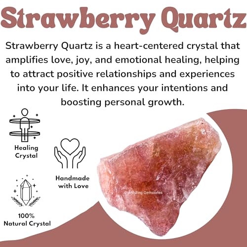 Image of Amazing Gemstone Strawberry Quartz Raw Crystals and Healing Stones, Natural Rocks for Tumbling and DIY Raw Stones and Crystals (2 Pieces)