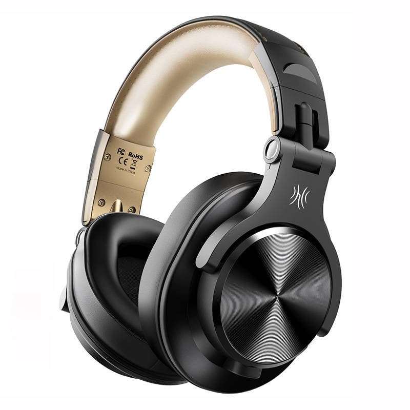 Fone de Ouvido OneOdio A70 Gold, Sem Fio e Com Fio, Bluetooth, Cabo P2 e P10, Dobrável e