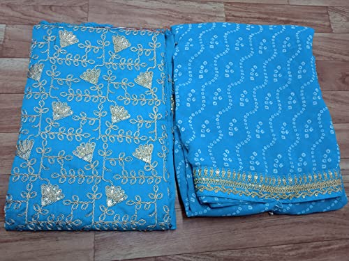 Sari georgette turquoise drapé facile parfait avec bordure lourde sans glisser - 3