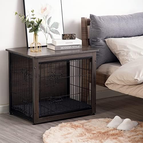DWANTON Dog Crate Furniture with Cushion — bottom and base construction detail