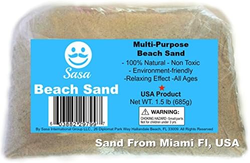 Beach Sand -1.5 lb of Real Beach Sand From Floridas East Coast. Pack of 1.5 lb of Medium to Fine Multi-purpose Natural Sand. 100% Natural Ready to Use. By Sasa