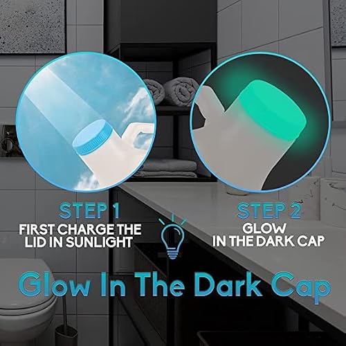 Portable Urinals For Men & Elderly Bottle With Glow Lid In The Dark, Screw Cap 1000Ml-Male Urinal Pee Bottle With Spill Proof Plastic Jar For Travel & Urine Collection Pack Of 2 #TOP3