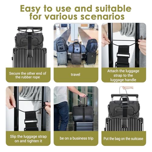 Image of Ymapinc High Elastic Luggage Strap for Suitcase,Adjustable Luggage Belt,Easy to Travel Suitcase Belt for Fixed Cosmetic Bag Light Weight and Practical(Black)