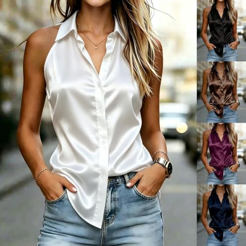 Chemise satin ample col en V pour éviter les hauts serrés