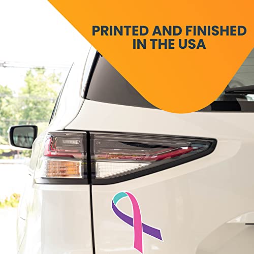 Image of Magnet Me Up Support Thyroid Cancer Awareness Blue, Pink, and Teal Ribbon Magnet Decal, 3.5x7 Inches, Heavy Duty Automotive Magnet for Car Truck SUV, Showing Support or Fundraising, Crafted in USA
