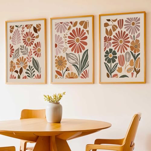 Image of HOTHOUSE Boho Painting Wall Art Home Decoration Paintings With Frame For Living Room Bed Room Hotel Wall Decor Digital Reprint Set of 3 (19X25 inch)