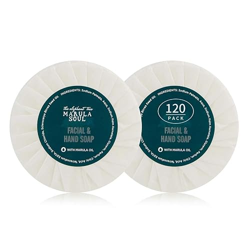 OPPEAL Marula Oil - Jabón redondo para hotel, 0.5 onzas, tamaño de viaje a granel, envuelta individualmente, aroma ámbar gris, 120 barras por caja.