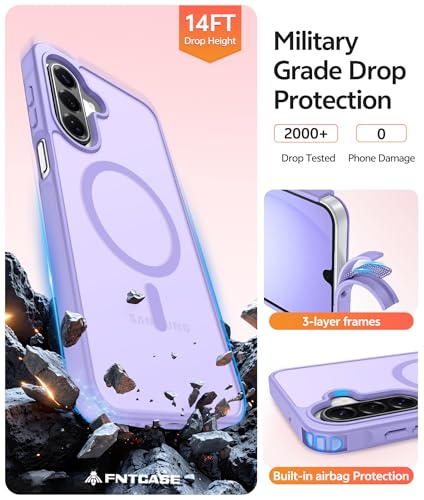 Image of FNTCASE for Galaxy A17 /A16 5G Phone Case: for Samsung A17 Cases [Compatible with Magsafe] [Screen Protector] Matte Translucent Military Grade Protection for Samsung A 17 & A 16 4G Cover - Light Purple