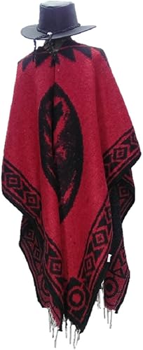 Miniatura 6 de Sharpshooter Conjunto de poncho de lobo aullando de luna llena roja y sombrero de vaquero negro