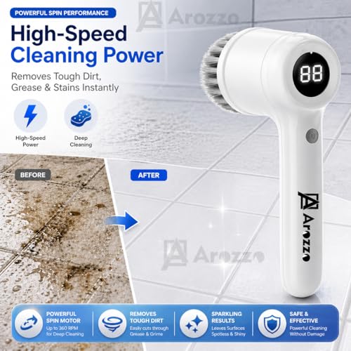 Image of 5 in 1 Electric Spin Scrubber | Magic Multifunctional Cleaner with 5 Head | 2-Speed |Upto 5 Hrs Working use for Kitchen Tiles, Carpet, Sink, Basin | 6 Month Warranty