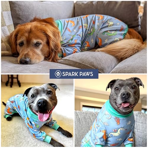 Image of Spark Paws Dog Pajama, Dog Recovery Suit Male, Onesie, Ultra-Soft and 4-Way Stretch, for Small Medium and Large Breeds - Dragons - M