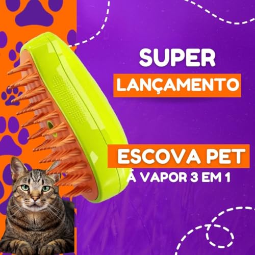 Escova Elétrica Vapor Tira Pelos Cães e Gatos