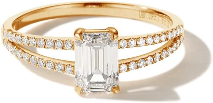 AGVANA Bound by Brilliance IGI Certified 1 Carat Emerald-Cut Lab-Grown Diamond Engagement Ring for Women Promise Anniversary Wedding Ring in 14K Solid Gold (D-E Color, VS Clarity, 1.19 Ct. Tw)
