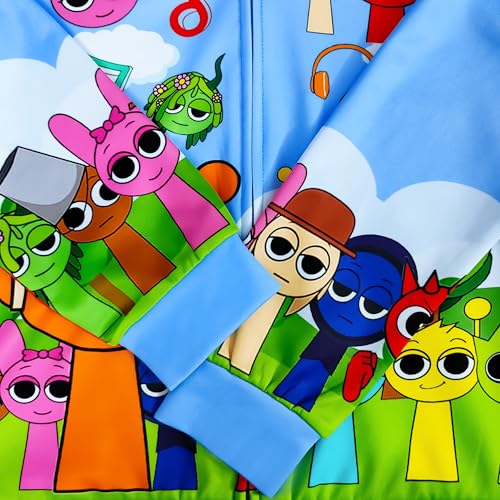 Iowillar Moletom com capuz Sprunki de desenho animado para meninos e meninas, música, aventura, mole