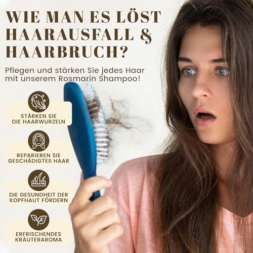 BOTÁNQUIL Rosmarin Shampoo für Haarwachstum 473ML, Haarshampoo für Dauerwellen und Färbung Damen Herren, Shampoo gegen Haarausfall Starke Reparatur, Feuchtigkeit und Pflege, Färbeshampoo Ohne Silikon