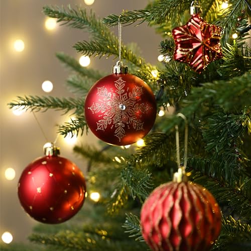 Valery Madelyn Weihnachtskugeln 60tlg. Kunststoff Christbaumkugeln Weihnachtsbaumschmuck Dekoration Weihnachtsdeko mit Aufhänger Glänzend… – Ansicht 2