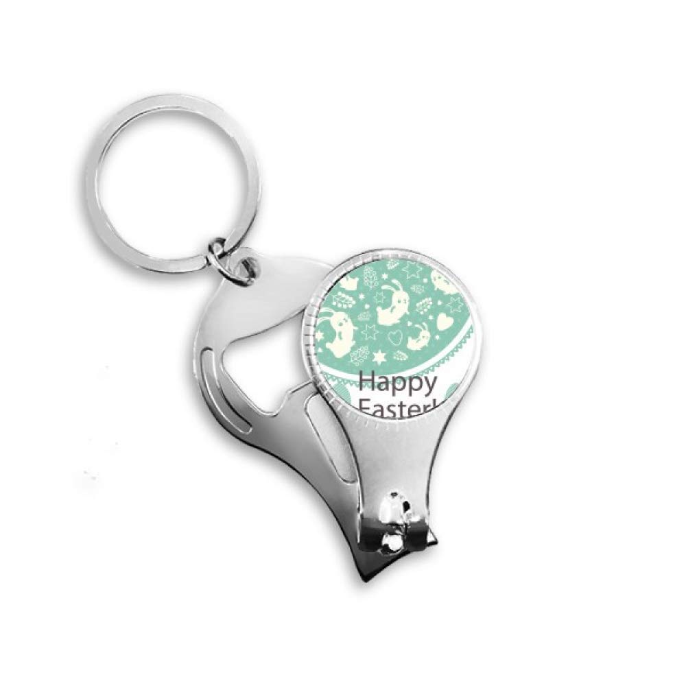 Coupe-ongles décapsuleur de Pâques et porte-clés avec motif lapin vert