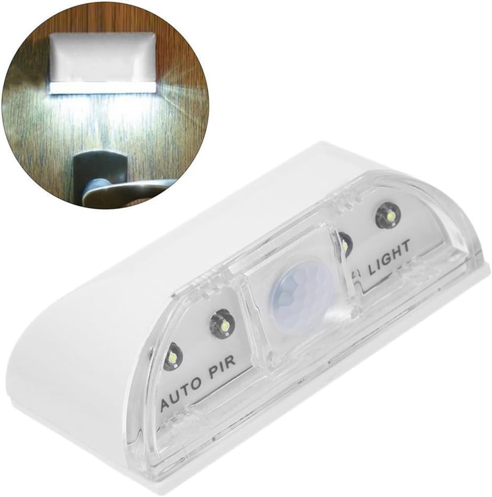 Key Light Door Lights, Small Motion Sensor Light with 4 LED Bulbs, Battery Powered Night Lights for Hallway, Stairway, Kitchen, Closet, Bedroom (2 Pack White)