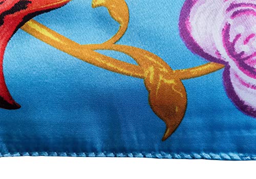 Women's Bright Floral Neckerchief Large Wrap Hair Square Scarves4